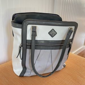 Simply Vera Vera Wang Women's Computer/Multi Purpose Shoulder Bag Grey and White